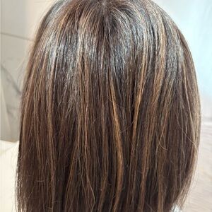 Brown Wigs and Extensions with Natural Highlights